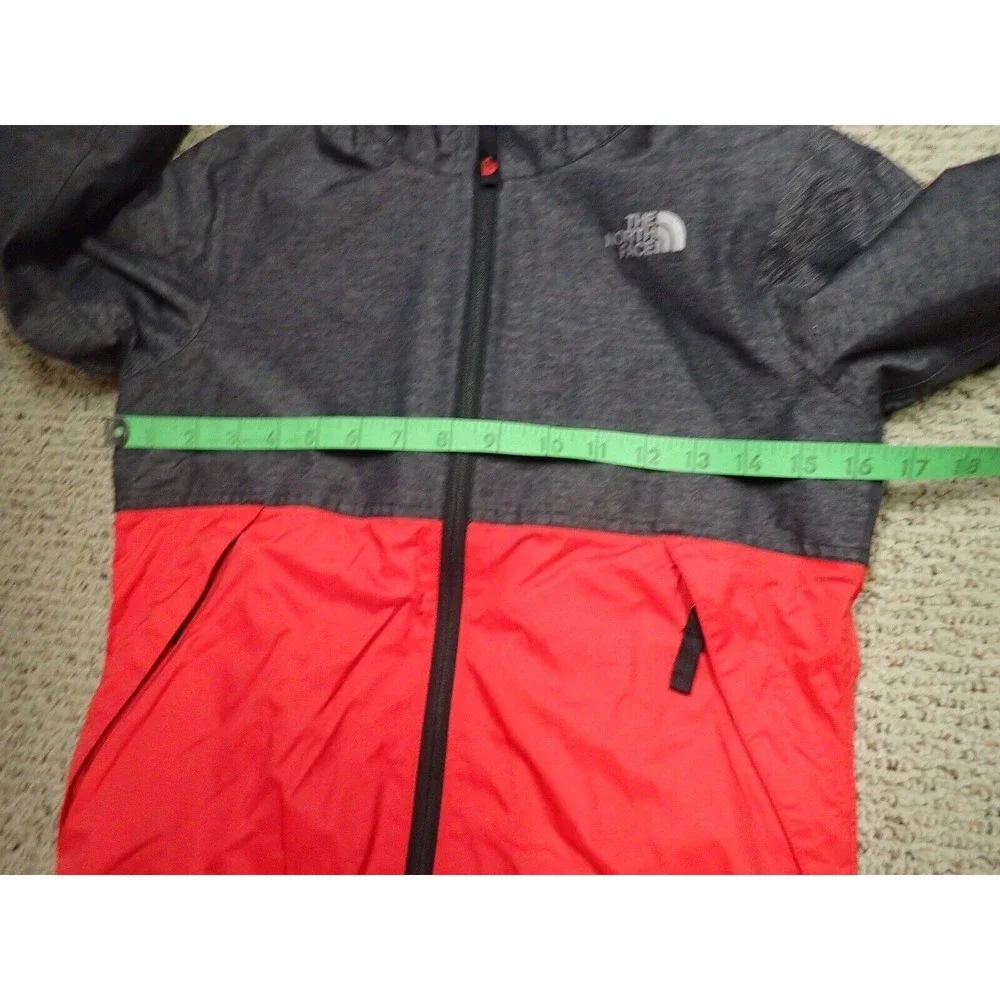 The North Face DryVent Jacket Boys 7/8 Grey Red Good Hooded Fleece‎ Lined Zip